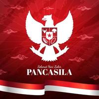 hari jadi pancasila con fondo de bandera de Indonesia vector