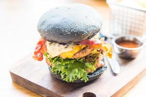 Hamburger with black bread photo