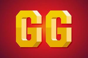 GG, good game speech. 3d text design. vector illustration