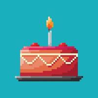 pastel de cumpleaños, concepto de pixel. ilustración vectorial vector