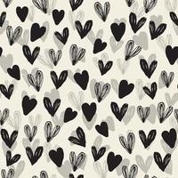 seamless decoration pattern background with monochrome hand draw heart vector