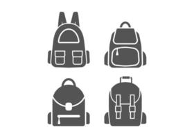bolso de escuela, icono, ilustración, vector, conjunto vector