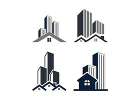 Conjunto de vector de ilustración de icono de edificio de rascacielos