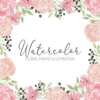 rose peony watercolor flower arrangement square frame vector