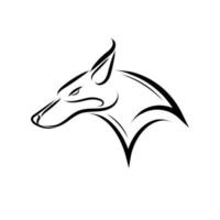 Black and white line art of fox head. vector