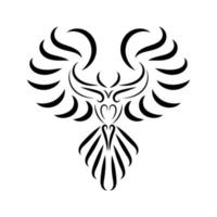Black and white line art of phoenix bird vector