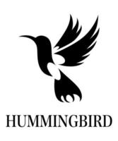 Black line art Vector illustration on a white background of flying hummingbird. Suitable for making logos
