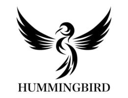 Black line art Vector illustration on a white background of flying hummingbird. Suitable for making logos