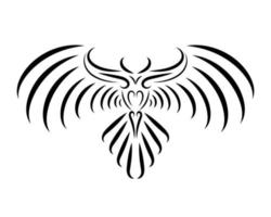 Black and white line art of eagle with beautiful wings. vector