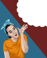 woman pointing finger at cloud eps 10 vector