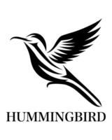 Black line art Vector illustration on a white background of flying hummingbird. Suitable for making logos