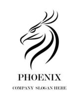 Black vector logo of phoenix. It shows power and strength.