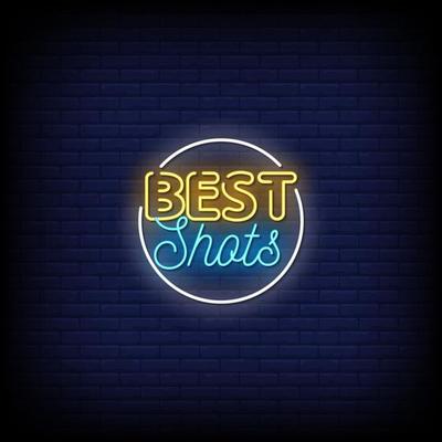 Best Shots Neon Signs Style Text Vector