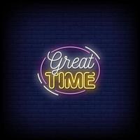 Great Time Neon Signs Style Text Vector