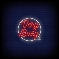 Very Busy Neon Signs Style Text Vector