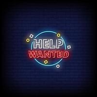 Help Wanted Neon Signs Style Text Vector