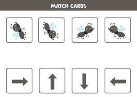 Left, right, up or down. Spatial orientation with cute gnat. vector