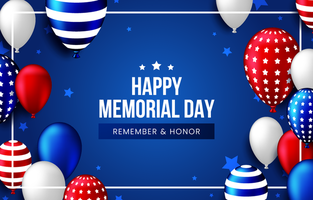 Happy Memorial Day with Realistic Balloons Background vector