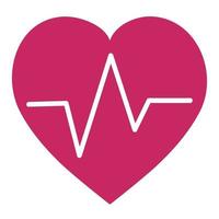 Heart Pulse - Curved White Line on Heart Background - Vector