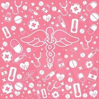 Medical panoramic background with different medicines - Vector