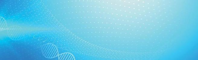 DNA - curved white lines on a blue background with dots - Vector