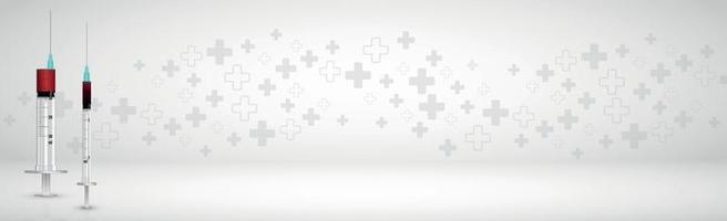 Medical volumetric gray background panorama with many crosses vector