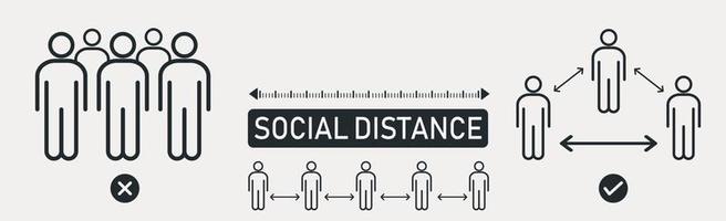 nueva tendencia mundial distancia social, consecuencias de la pandemia - vector