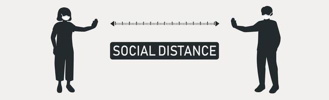 New world trend social distance, pandemic consequences - Vector