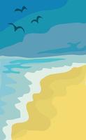 ilustración soleada playa de arena y mar azul