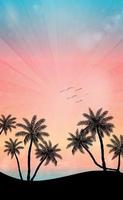 puesta de sol en la playa con palmeras
