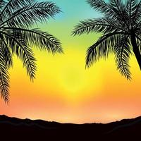 puesta de sol en la playa con palmeras