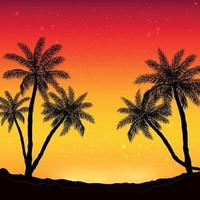 Night panorama on the background of the beach with palm trees vector