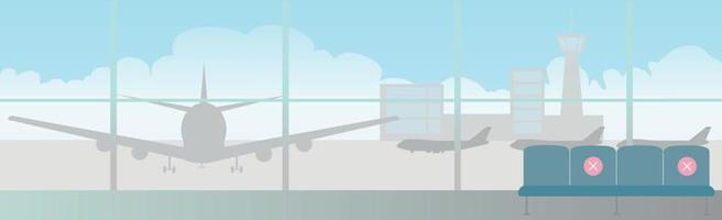 Social distance and lane markings in a large airport vector