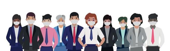 Group of people in sterile medical masks - Vector