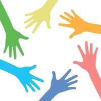 Many multi-colored hands on a white background - Vector