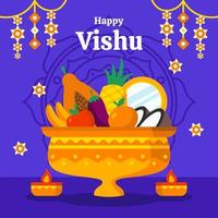 feliz vishu en diseño plano vector