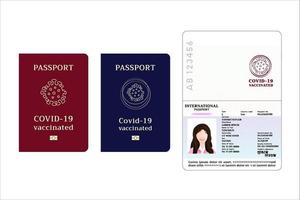 pasaporte para quienes tienen la inyección de la vacuna covid-19, pasaporte vacunado contra el coronavirus para viajeros o empresarios que se identifican, ilustración vectorial sobre fondo blanco. vector