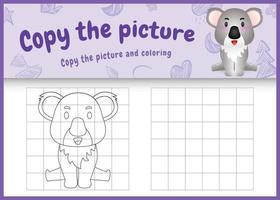 copy the picture kids game and coloring page with a cute koala character illustration vector