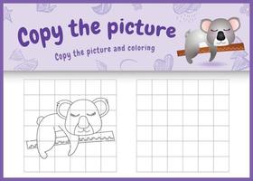 copy the picture kids game and coloring page with a cute koala character illustration vector