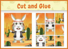 Children board game cut and glue themed easter with a cute rabbit using arabic traditional costume vector