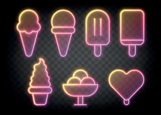 Neon Ice Cream Vector Illustration