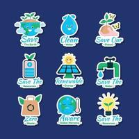 Set of Earth Day Awareness Stickers vector