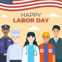 Labor Day with Five Different Jobs Background vector