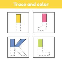 Trace letters for kindergarten and preshool kids. Write and color. vector