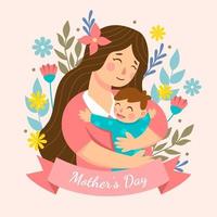 día de la madre en estilo de diseño plano. vector