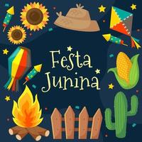 fondo de fiesta junina en estilo plano vector