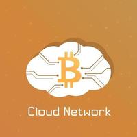 Bitcoin cloud network concept icon. vector