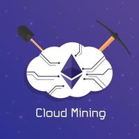 icono del concepto de minería en la nube de ethereum. vector