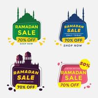 establezca el vector de diseño de venta de ramadan kareem adecuado para tarjetas de felicitación, carteles y cupones de descuento para su marca.