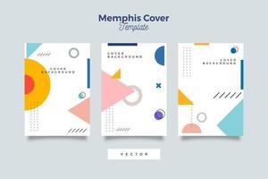 Set of abstract memphis geometric cover design templates vector